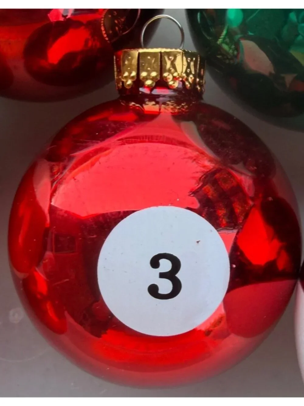 10-pc. Billiard Glossy Metallic Christmas Ball Ornaments 2.5/3.25